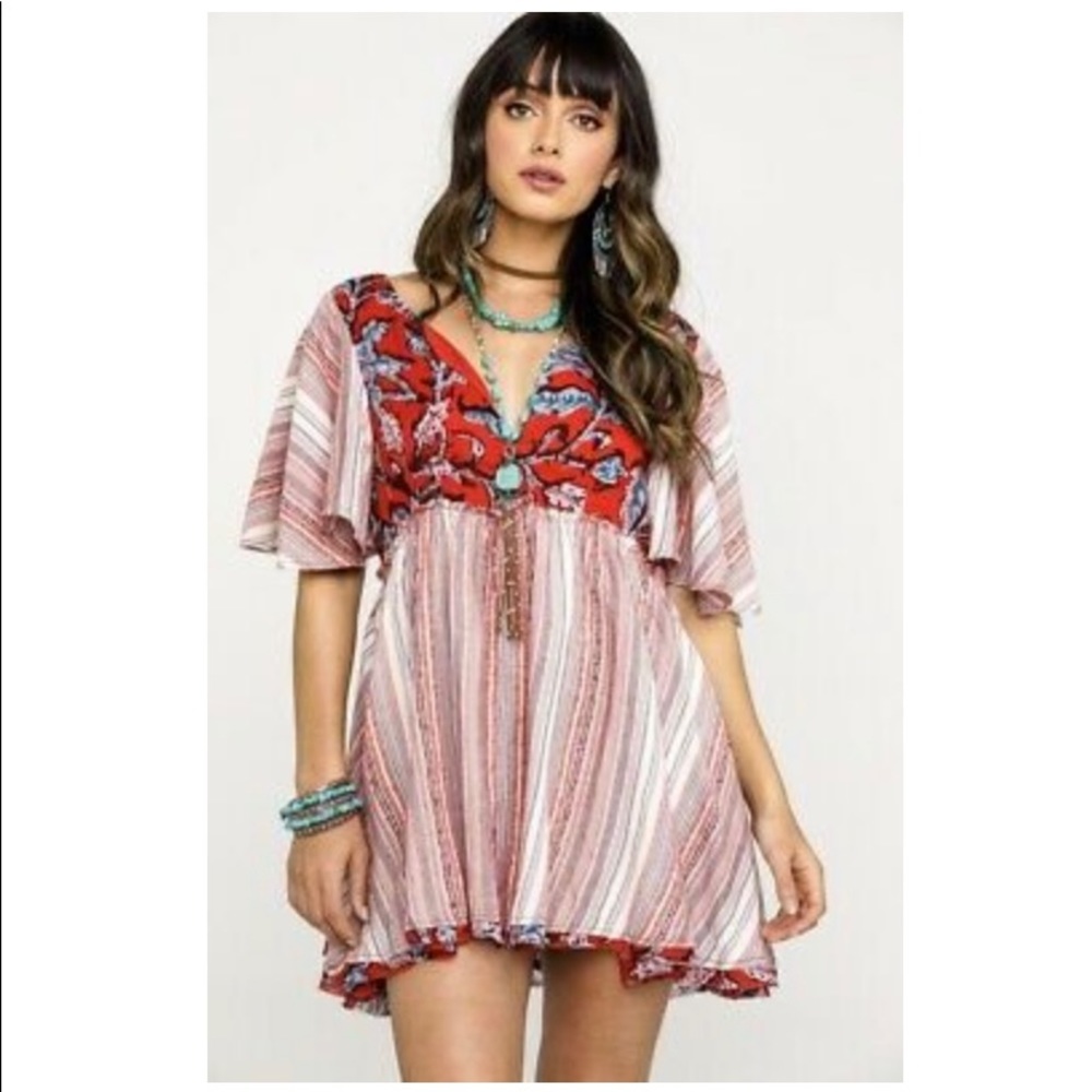 NWOT Free People tie & open back peasant dress